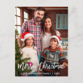 Familie Foto modern penseelscript voor fijne kerst Briefkaart (Voorkant)
