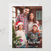 Familie Foto modern penseelscript voor fijne kerst Feestdagenkaart (Voorkant)