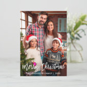 Familie Foto modern penseelscript voor fijne kerst Feestdagenkaart (Staand voorkant)