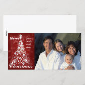 Familie Foto Modern Red Kerstmis Feestdagenkaart (Voorkant / Achterkant)