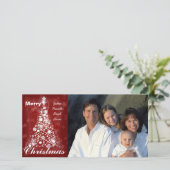 Familie Foto Modern Red Kerstmis Feestdagenkaart (Staand voorkant)
