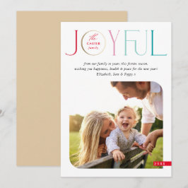 FAMILIE FOTO modern serif typografie JOYFUL-kleur Feestdagenkaart