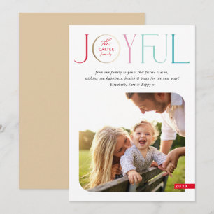 FAMILIE FOTO modern serif typografie JOYFUL-kleur Feestdagenkaart