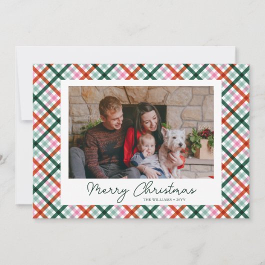 Familie Foto Moderne Kerstfeestdag Kaart (Voorkant)