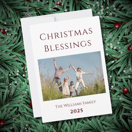 Familie Foto Moderne Kerstfeestdag Kaart