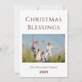 Familie Foto Moderne Kerstfeestdag Kaart (Voorkant)