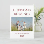 Familie Foto Moderne Kerstfeestdag Kaart (Staand voorkant)