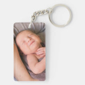 Familie Foto Moderne Manuscript Monogram Naam Zwar Sleutelhanger (achterkant)