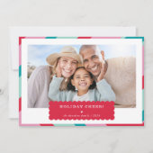 FAMILIE FOTO moderne minimale geometrische rood ro Feestdagenkaart (Voorkant)