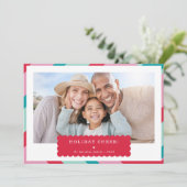 FAMILIE FOTO moderne minimale geometrische rood ro Feestdagenkaart (Staand voorkant)