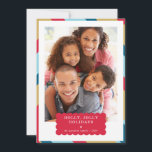 FAMILIE FOTO moderne minimale rand rood goud blauw Feestdagenkaart<br><div class="desc">door kat massard >>> WWW.SIMPLYSWEETPAPERIE.COM<<< An elegant card design featuring quote that you can change yourself! White geometric border on the backside, giving you the opportunity to handwrite a personal message or place a full portrait photo. NOTE >> Neem contact met me op kat@simplysweetpaperie.com als je hulp nodig hebt om...</div>