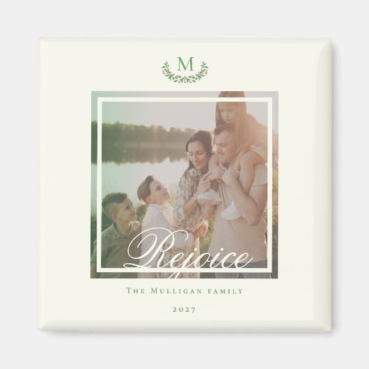 Familie foto monogram Kerstcadeau chique Magneet (Voorkant)