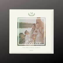 Familie foto monogram Kerstcadeau chique Magneet