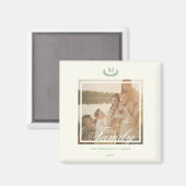 Familie foto monogram Kerstcadeau chique Magneet (Voorkant / Achterkant)