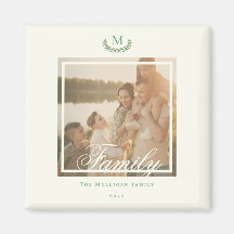 Familie foto monogram Kerstcadeau chique Magneet