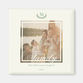 Familie foto monogram Kerstcadeau chique Magneet