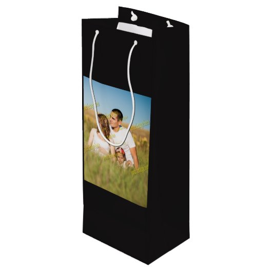 FAMILIE Foto ✨ Mooie Custom Wijn Cadeautas (Achterkant Gekanteld)