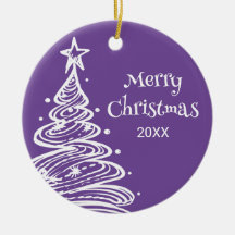 Familie Foto Paarse Witte Kerstboom Gift