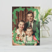  Familie Foto Pine Bird Lijst Kerst Feestdagenkaart (Staand voorkant)