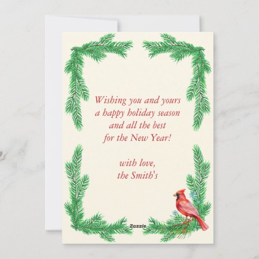  Familie Foto Pine Bird Lijst Kerst Feestdagenkaart (Achterkant)