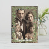  Familie Foto Pine Candle Lijst Kerst Feestdagenkaart (Staand voorkant)