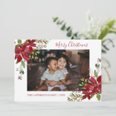 Familie Foto Poinsettia Botanische Kerst van de Me Feestdagenkaart (Staand voorkant)