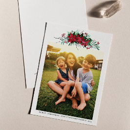 Familie Foto Poinsettia Kerstmis Feestdagenkaart