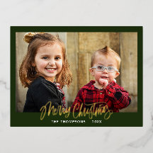 Familie Foto Prettig Kerstman Script Goud