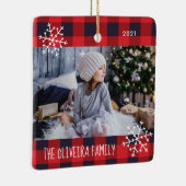 Familie Foto Red Buffalo Pset Keramisch Ornament (Rechts)