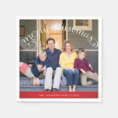 Familie Foto Rode Prettig Kerstfeest Servet (Voorkant)