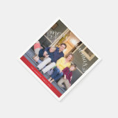 Familie Foto Rode Prettig Kerstfeest Servet (Hoek)