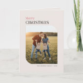 Familie Foto Rode Zwarte Gevouwen Kerstkaart Feestdagen Kaart (Voorkant)