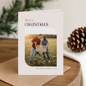 Familie Foto Rode Zwarte Gevouwen Kerstkaart Feestdagen Kaart