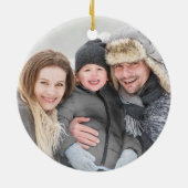 Familie Foto Rustic Pine Forest Cabin Kerstmis Keramisch Ornament (Achterkant)