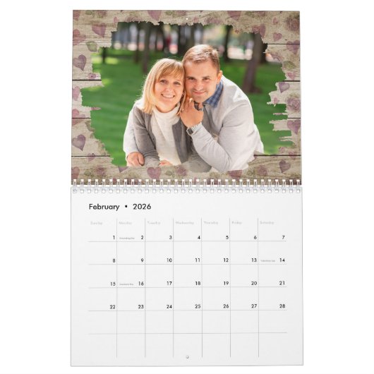 Familie Foto Rustiek Hout 2024 Kalender (Feb 2026)