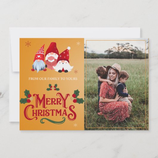 Familie Foto Schattige Kabouters  Kerstvakantie Pr Feestdagenkaart (Voorkant)