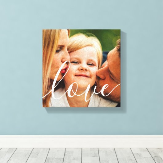 Familie Foto Script Liefde Canvas Afdruk (Insitu (Houten vloer))