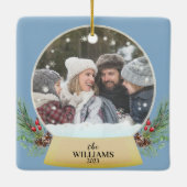 Familie Foto Sneeuw Wereldbol Ornament (Achterkant)