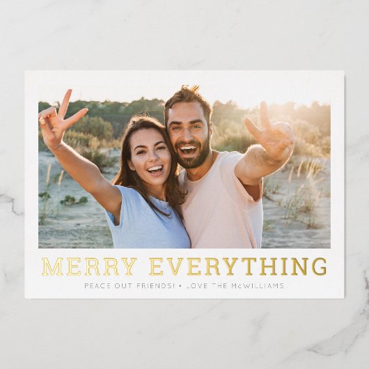 FAMILIE FOTO voegt alles wat rode, eenvoudige seri Folie Feestdagenkaart (Voorkant)