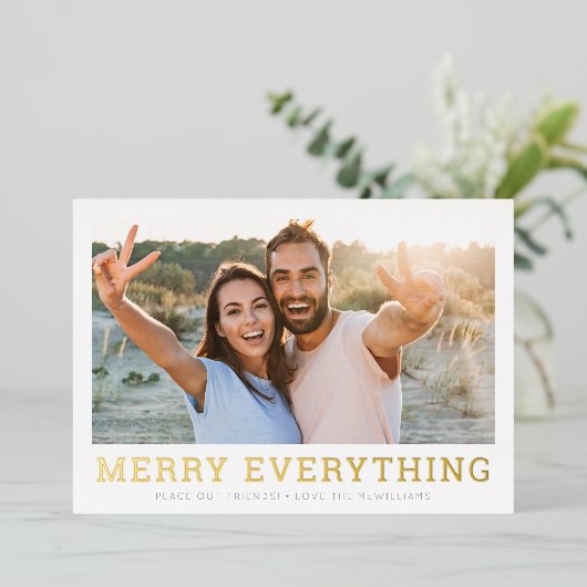 FAMILIE FOTO voegt alles wat rode, eenvoudige seri Folie Feestdagenkaart (Staand Voorkant)