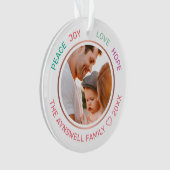 Familie Foto Vrede Vreugde Hoop Liefde Modern Ornament (voorkant)