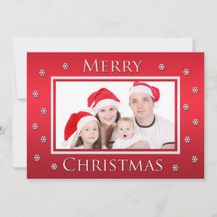 Familie Foto Vrolijk Kerstmis Rode Platte Kaart