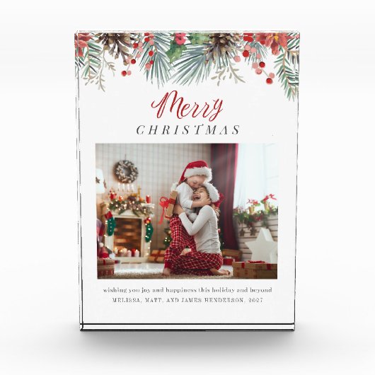 Familie Foto Vrolijke Kerstmis Display (Voorkant)