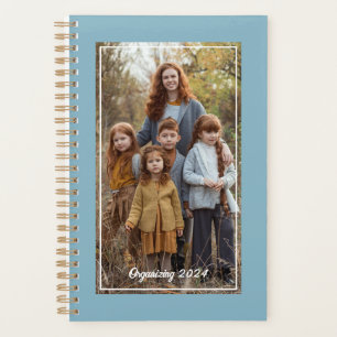 Familie Foto Zacht Blauw Gepersonaliseerd 2024 Planner