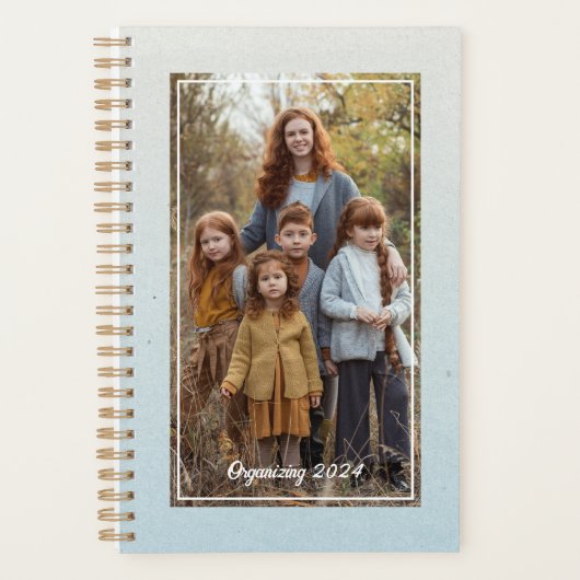 Familie Foto Zachte Blauwe Waterverf Gepersonalise Planner (Voorkant)