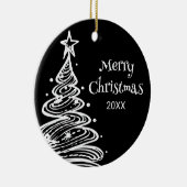 Familie Foto Zwart Wit Kerstboom Gift Keramisch Ornament (Rechts)