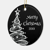 Familie Foto Zwart Wit Kerstboom Gift Keramisch Ornament (Links)