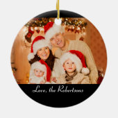 Familie Foto Zwart Wit Kerstboom Gift Keramisch Ornament (Achterkant)