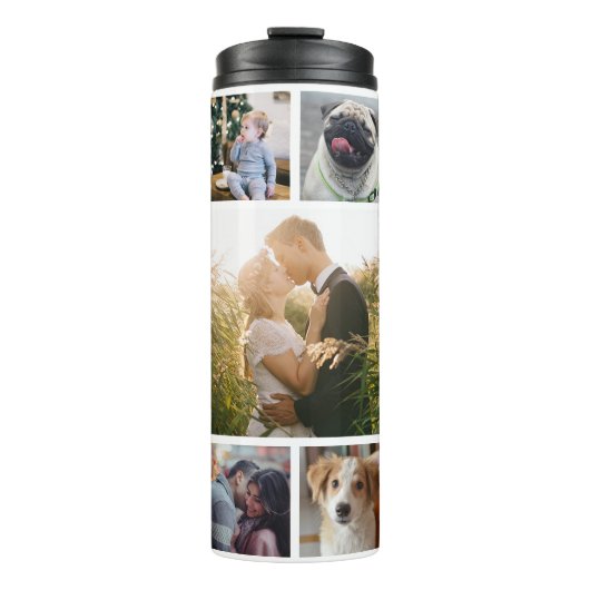 Familie Fotocollage 11 Aangepaste Afbeeldingen | W Thermosbeker (Voorkant)