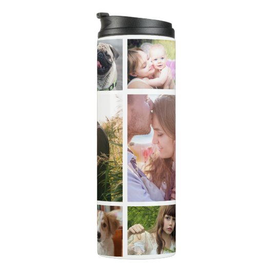 Familie Fotocollage 11 Aangepaste Afbeeldingen | W Thermosbeker (Geroteerd rechts)